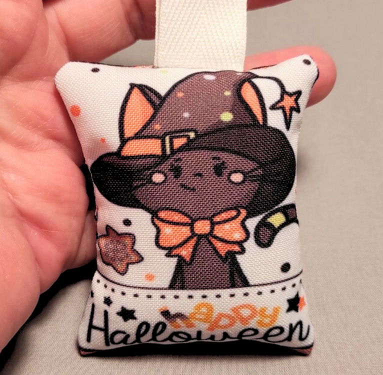 Μπρελόκ μαξιλαράκι "Γατούλα μάγισσα" δωράκι για πάρτι